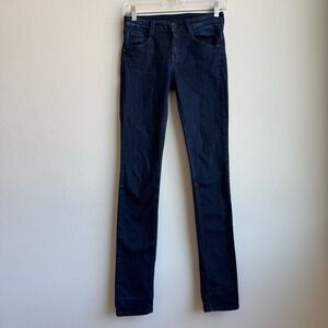 Theyskens Theory Pansu Solid Blue Wash Low Rise Skinny Jeans Size 24 XS USA made